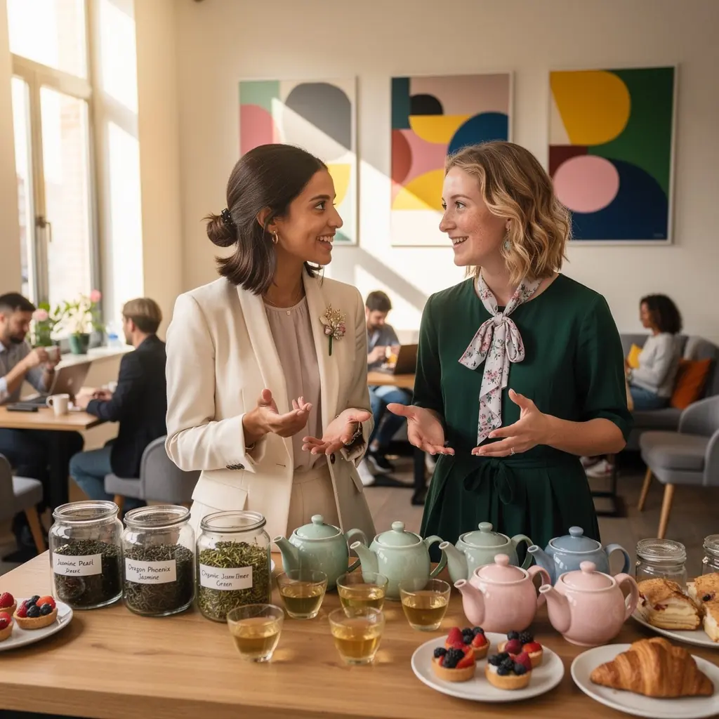 Feuilles de thГ© vert sГ©chГ©es mГ©langГ©es Г  des fleurs de jasmin dГ©licates.