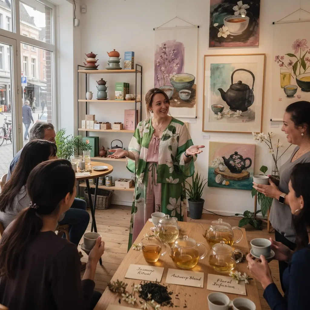 Rituel traditionnel de prГ©paration du thГ© au jasmin, mettant en avant l'artisanat.