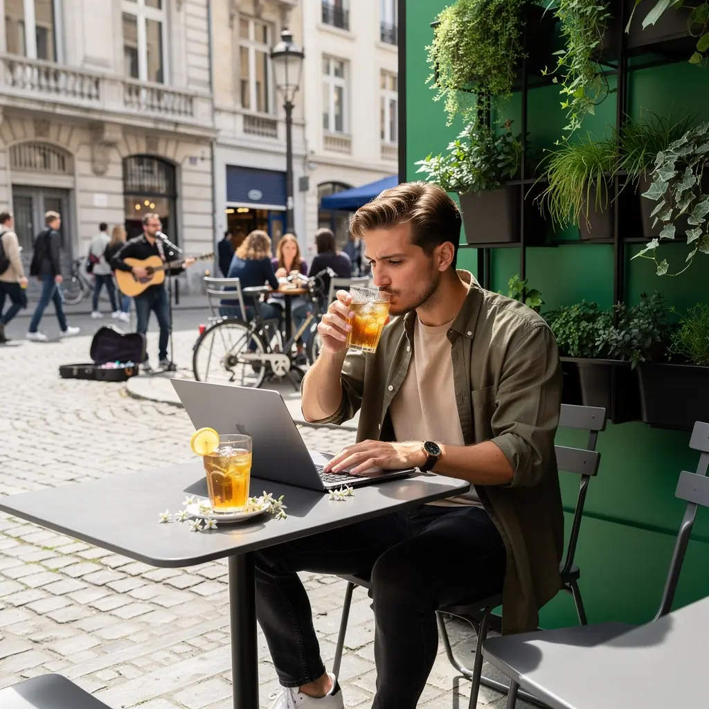 Tasse de thГ© au jasmin entourГ©e de fleurs blanches parfumГ©es.