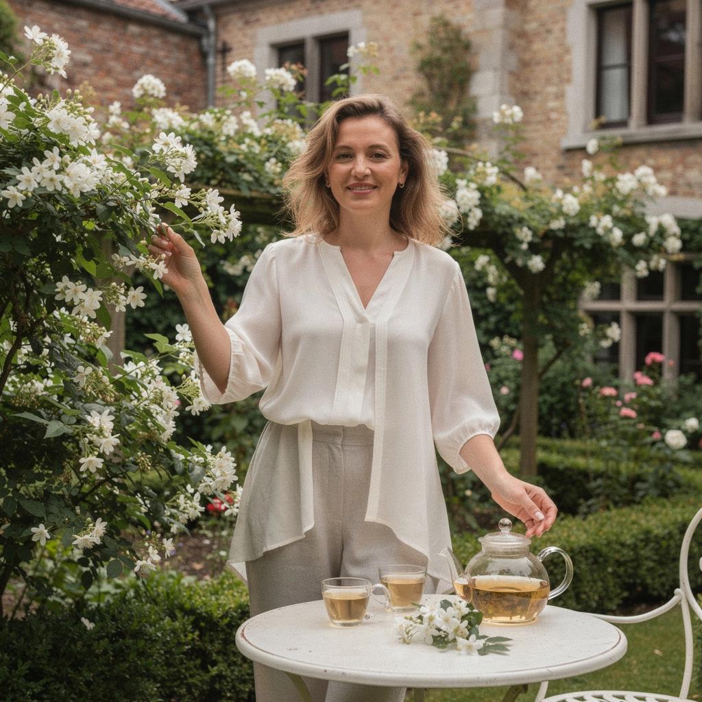 Table dressГ©e avec des tasses de thГ© au jasmin et des douceurs asiatiques.